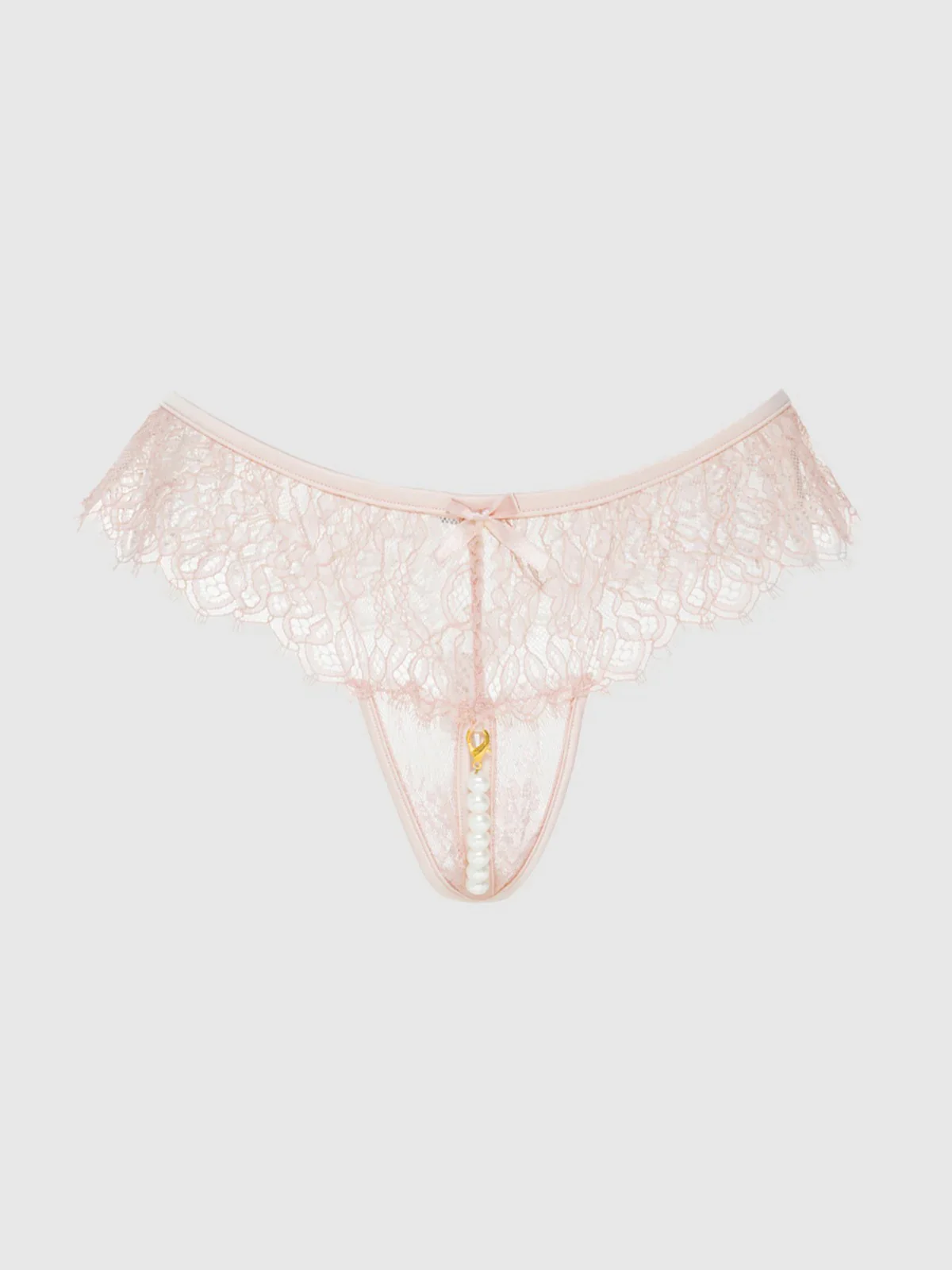 Jocelyn Lace & Pearl Crotchless Thong - Image 4